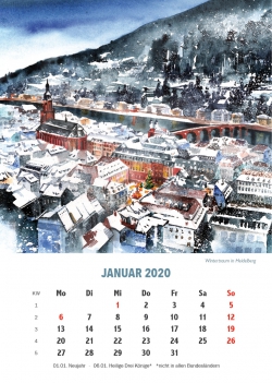 Kalender 2020 mit Aquarellen A5 