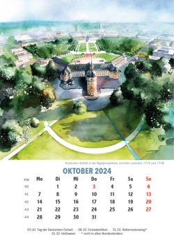 Kalender 2024 Aquarelle Wandkalender A5 